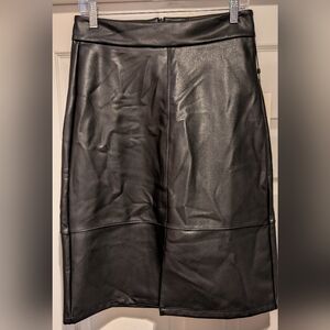 NEW NYDJ Sculpt-Her Women's Black Faux Vegan Leather Skirt Lift Tuck Technology